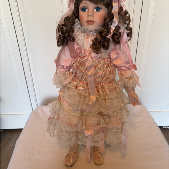 Chatelain Other - Elegant Pink and Cream Porcelain Doll